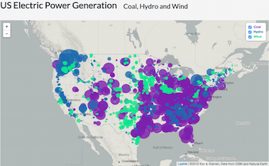 snapshot of US powerplant map